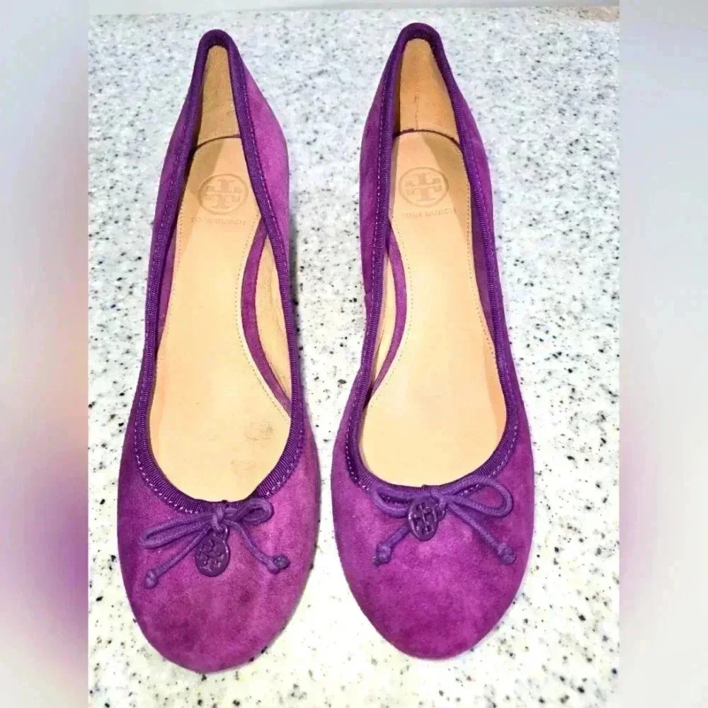 Tory Burch Suede Wedges in Plum Size 8.5
